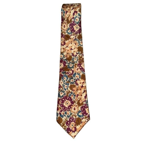 Claybrooke Men's Fall Floral 100% All Silk Tie - Picture 1 of 7